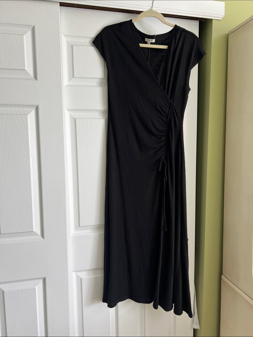Max Studio Black Wrap-Style Midi Dress
